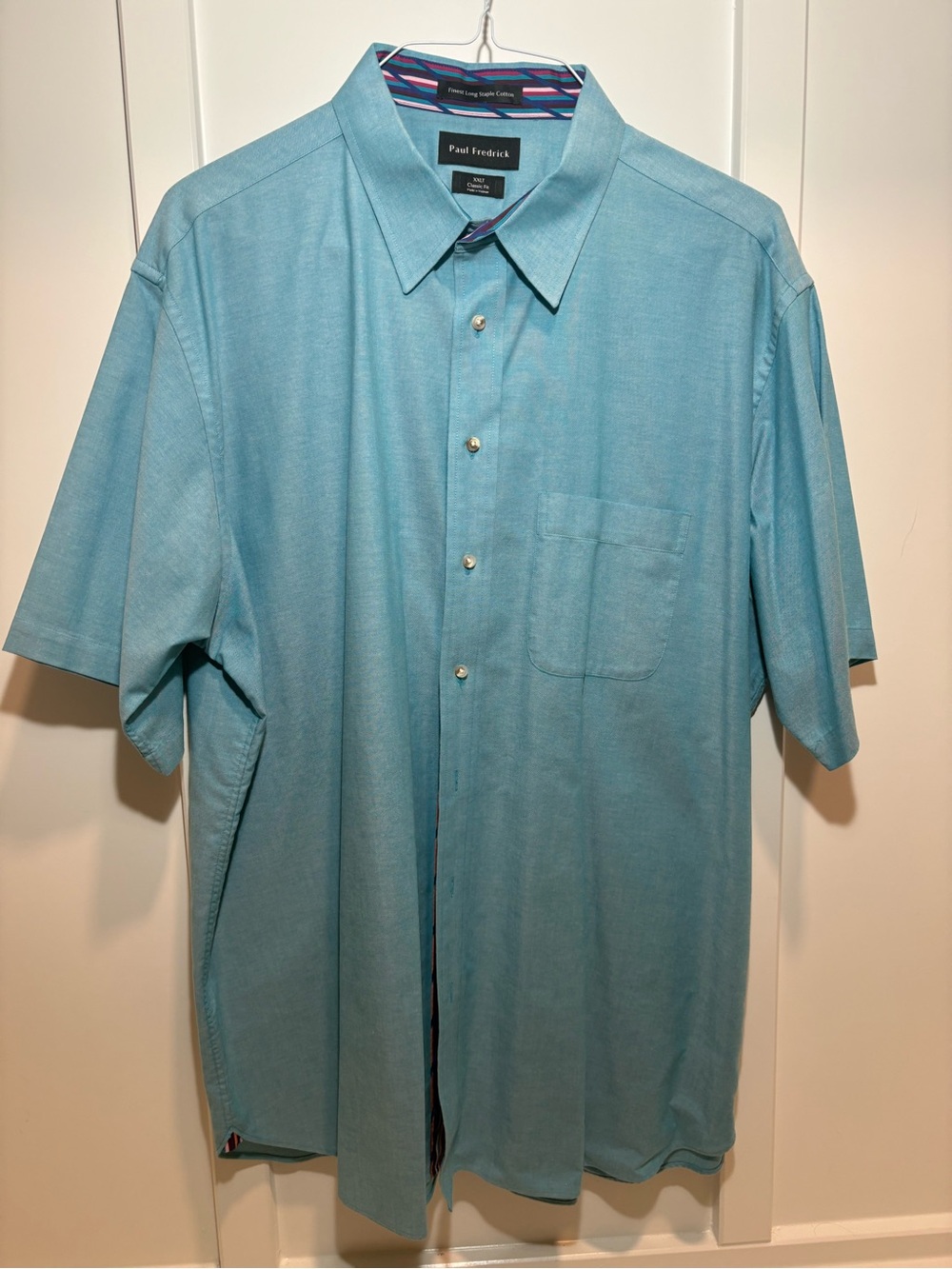 Paul Fredrick Teal Short-Sleeve Button-Down Shirt